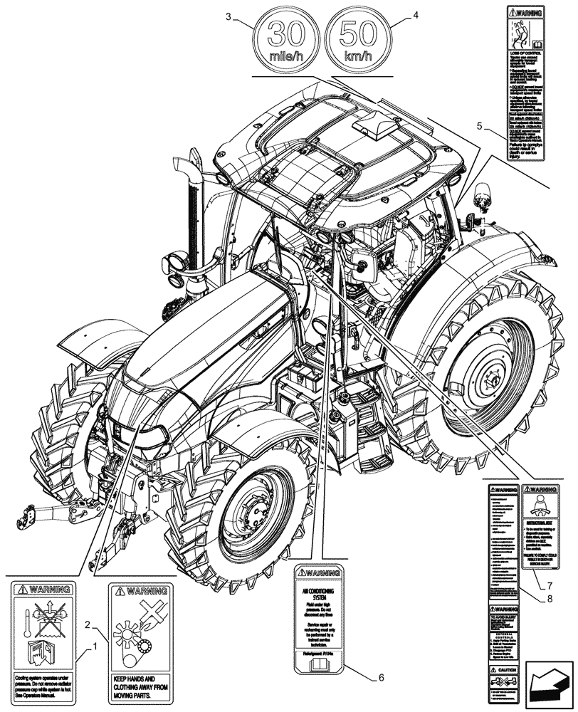 Схема запчастей Case IH MAXXUM 145 - (90.108.AC[31]) - VAR - 743726 - WARNING DECAL, NA (90) - PLATFORM, CAB, BODYWORK AND DECALS