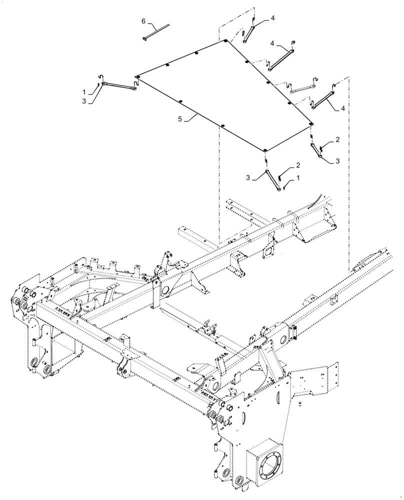 Схема запчастей Case IH DOUBLE WINDROW - (58.900.AB[01]) - BAFFLE REAR AND BELT ASSY (58) - ATTACHMENTS/HEADERS