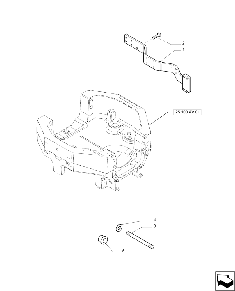 Схема запчастей Case IH PUMA 215 - (25.100.AV[03]) - SIDE RAILS (25) - FRONT AXLE SYSTEM