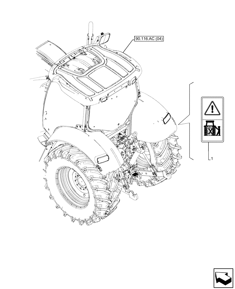 Схема запчастей Case IH MAXXUM 115 - (90.108.AC[16]) - VAR - 743699, 743700 - WARNING DECAL, HITCH, INTEGRATED HYDRAULIC LIFT (90) - PLATFORM, CAB, BODYWORK AND DECALS