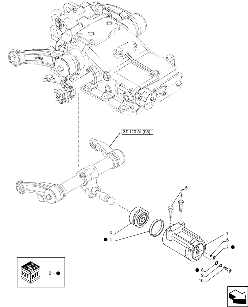 Схема запчастей Case IH FARMALL 110C - (37.110.AQ[03]) - VAR - 743595 - 3 POINT HITCH, ROCKSHAFT, CYLINDER (37) - HITCHES, DRAWBARS & IMPLEMENT COUPLINGS