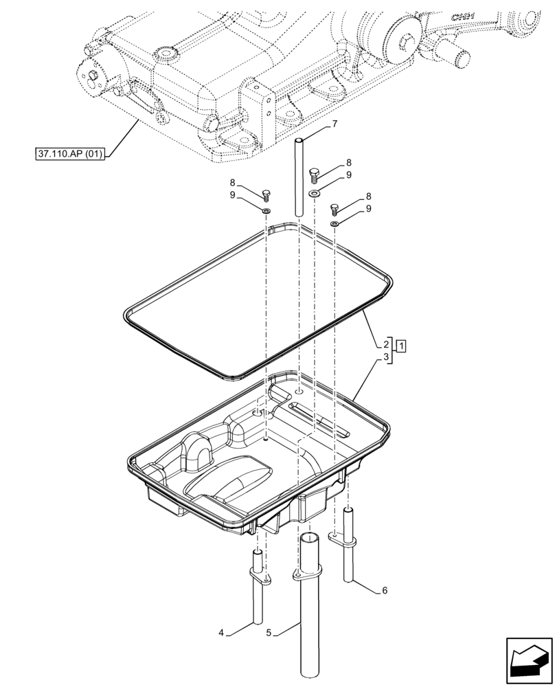 Схема запчастей Case IH FARMALL 110C - (37.110.AP[08]) - VAR - 332785, 390831, 390832, 743595, 743596, 743597 - REAR, HYDRAULIC LIFT, OIL PAN, HI-LO (37) - HITCHES, DRAWBARS & IMPLEMENT COUPLINGS