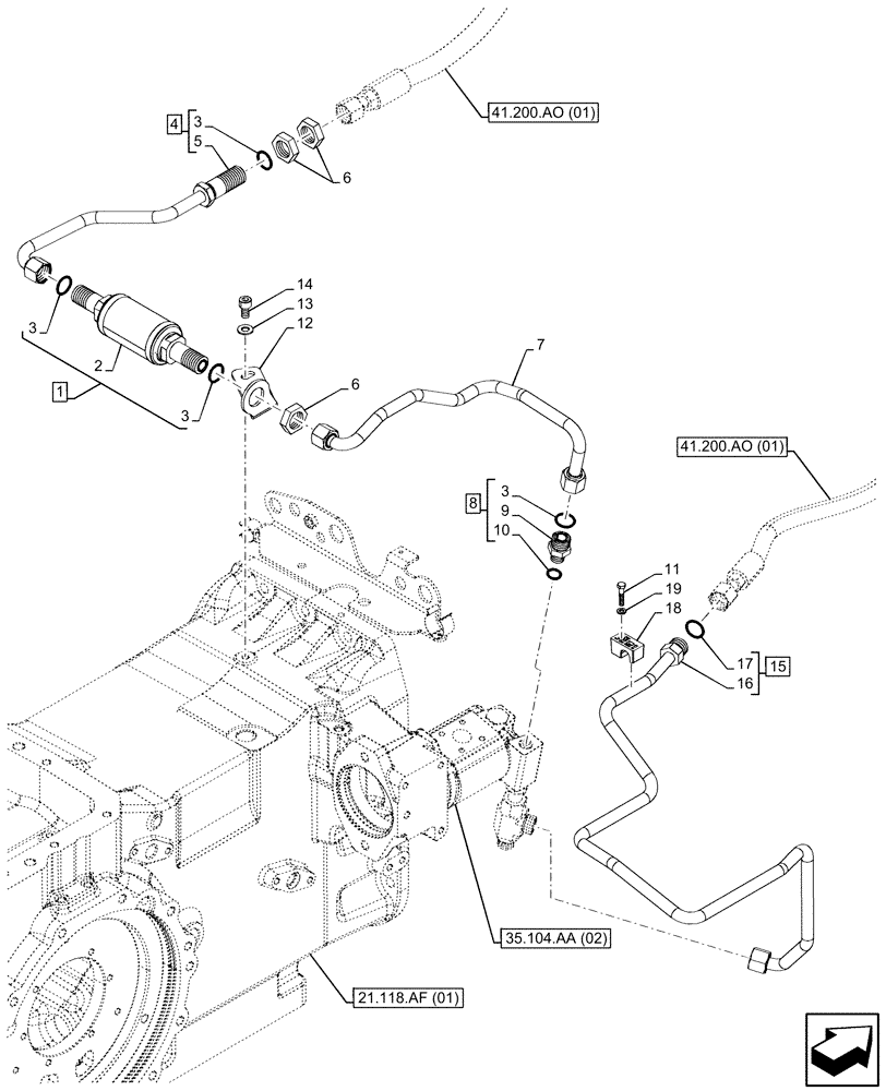 Схема запчастей Case IH MAXXUM 135 - (41.200.AL[01]) - VAR - 394835, 758441 - HYDRAULIC STEERING, OIL FILTER (41) - STEERING