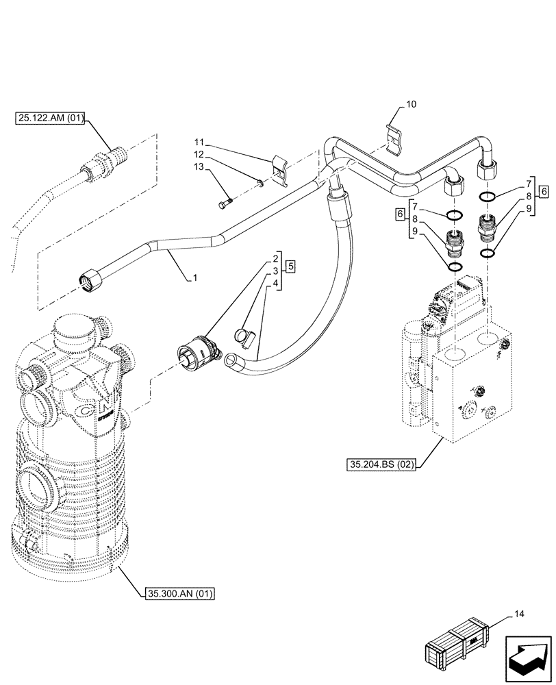 Схема запчастей Case IH MAXXUM 145 - (35.204.BX[01]) - VAR - 758445 - 1 MID-MOUNT CONTROL VALVE, ELECTRICAL, LINE (35) - HYDRAULIC SYSTEMS