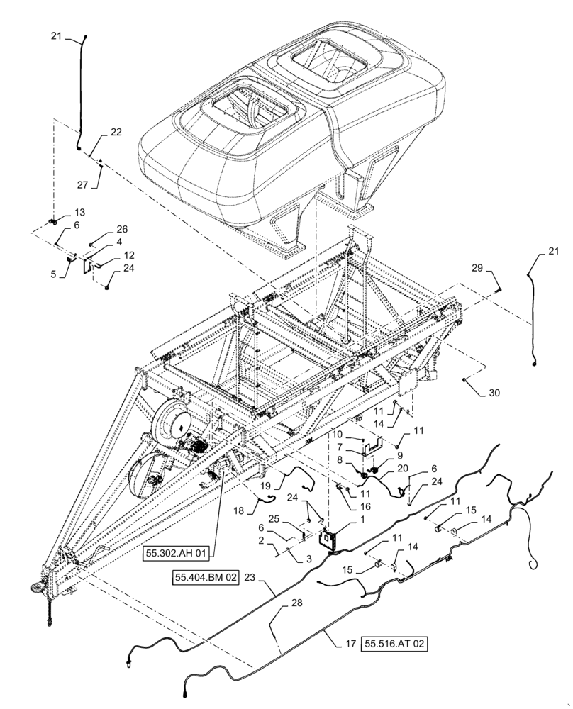 Схема запчастей Case IH 2355 - (55.516.AA[02]) - 350 BUSHEL TOW BETWEEN ELECTRICAL (55) - ELECTRICAL SYSTEMS