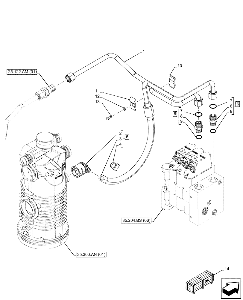 Схема запчастей Case IH MAXXUM 115 - (35.204.BX[05]) - VAR - 743690, 758354 - 3 MID-MOUNT CONTROL VALVES, ELECTRICAL, LINE (35) - HYDRAULIC SYSTEMS