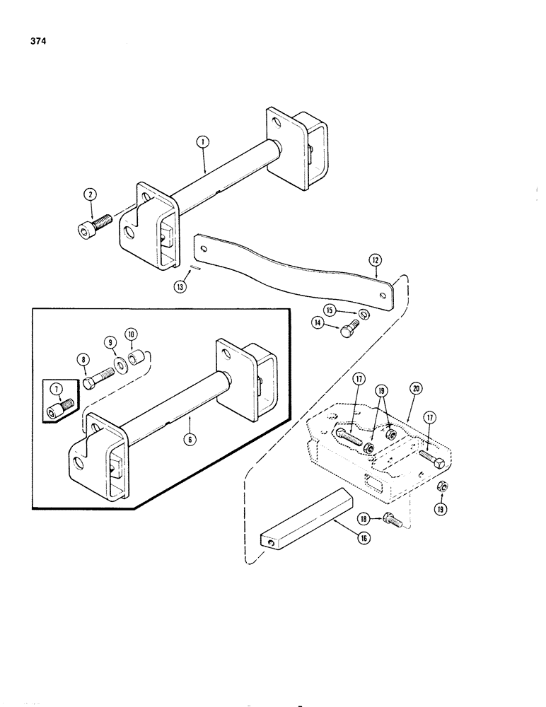 Схема запчастей Case IH 1270 - (374) - D.O.M. SYSTEM, CROSSBAR WITH 1-1/8 INCH MOUNTING HOLES, FIRST USED TRANSMISSION SERIAL NO. 2476547 (09) - CHASSIS/ATTACHMENTS