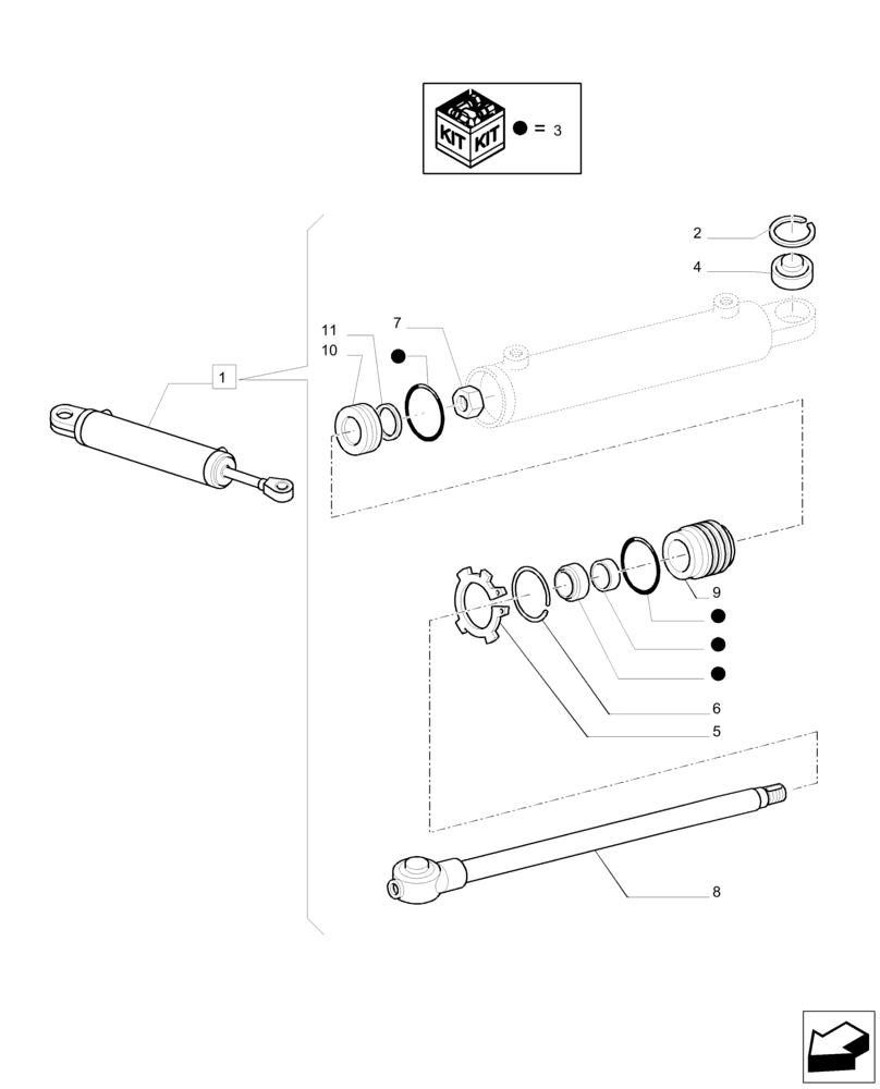 Схема запчастей Case IH PUMA 200 - (41.216.AN[02]) - FRONT AXLE - HYDRAULIC STEERING CYLINDER - BREAKDOWN (41) - STEERING