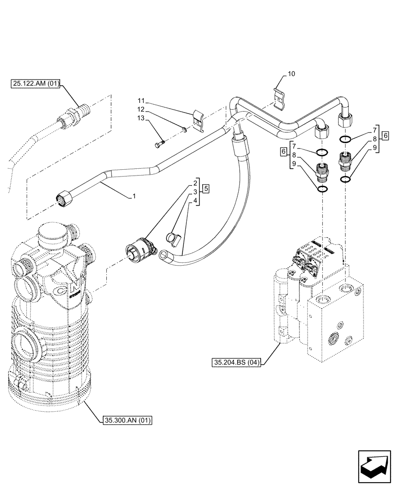 Схема запчастей Case IH MAXXUM 145 - (35.204.BX[03]) - VAR - 743689, 758352, 758353 - 2 MID-MOUNT CONTROL VALVES, ELECTRICAL, LINE (35) - HYDRAULIC SYSTEMS