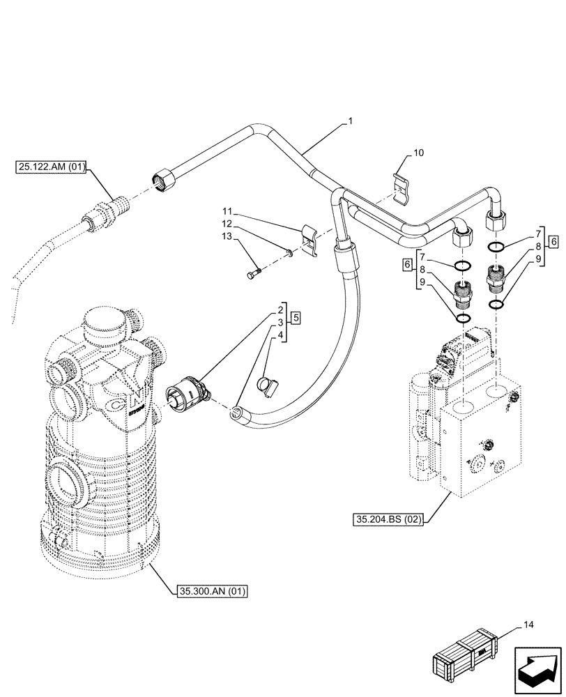 Схема запчастей Case IH MAXXUM 115 - (35.204.BX[01]) - VAR - 758445 - 1 MID-MOUNT CONTROL VALVE, ELECTRICAL, LINE (35) - HYDRAULIC SYSTEMS