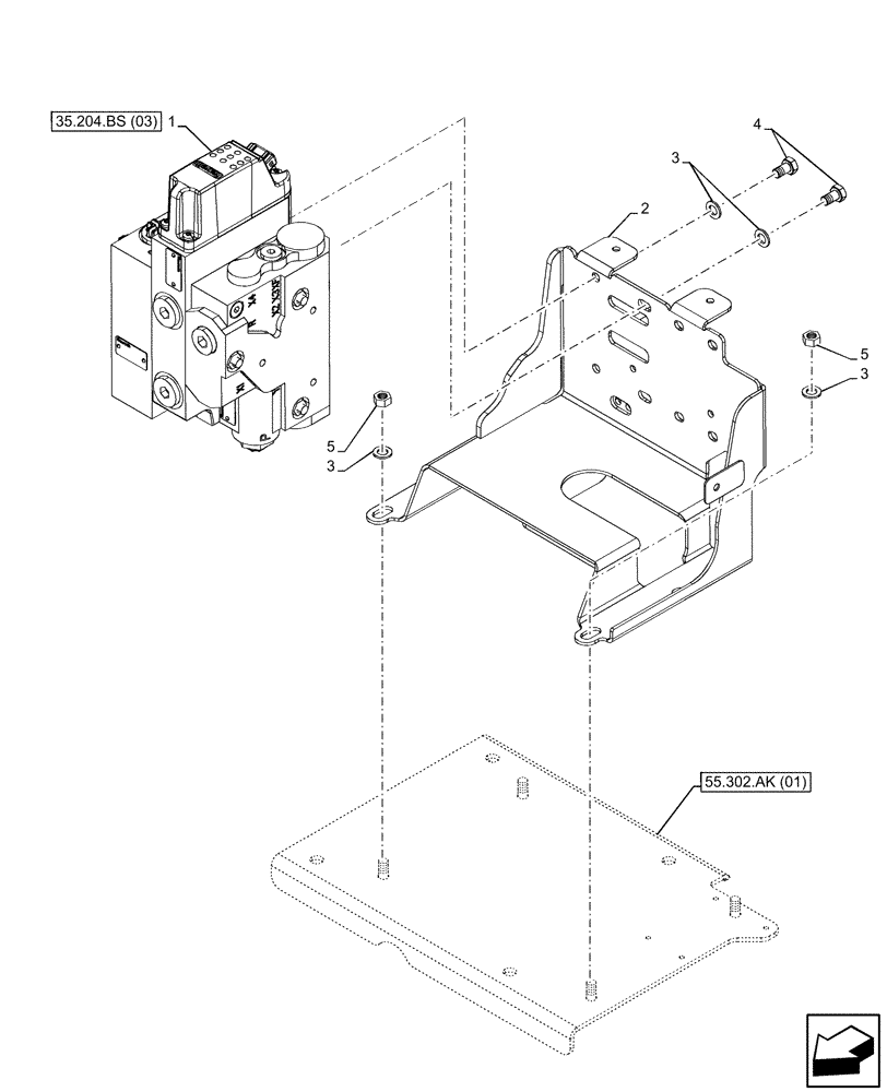 Схема запчастей Case IH MAXXUM 145 - (35.204.BS[02]) - VAR - 758445 - 1 MID-MOUNT CONTROL VALVE, ELECTRICAL, SUPPORT (35) - HYDRAULIC SYSTEMS