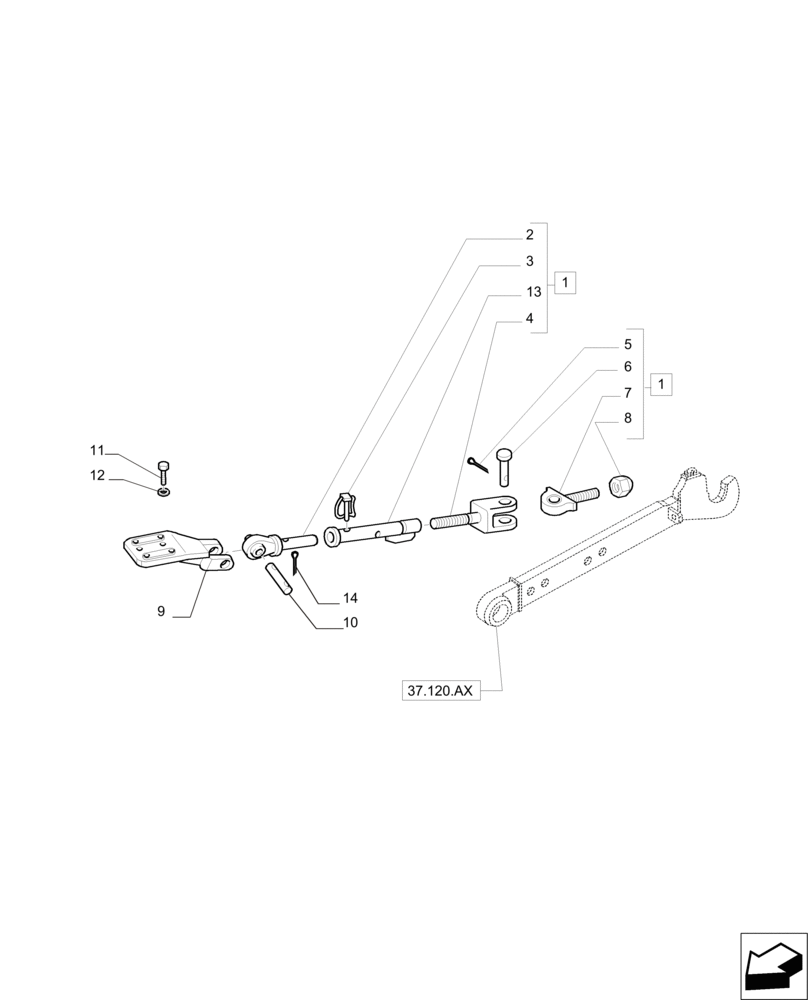 Схема запчастей Case IH PUMA 200 - (37.120.AF[01]) - LATERAL STABILIZERS “CBM” (37) - HITCHES, DRAWBARS & IMPLEMENT COUPLINGS