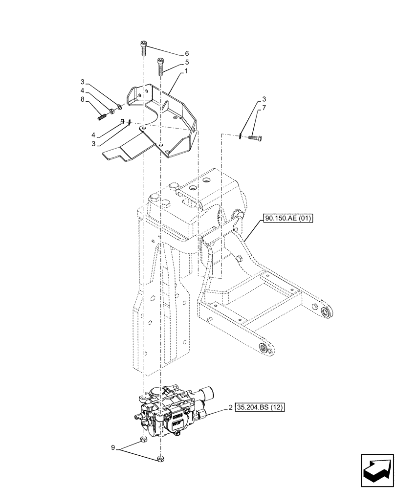 Схема запчастей Case IH MAXXUM 115 - (35.204.BS[11]) - VAR - 758344, 758443 - 2 MID-MOUNT CONTROL VALVES, MECHANICAL, SUPPORT (35) - HYDRAULIC SYSTEMS