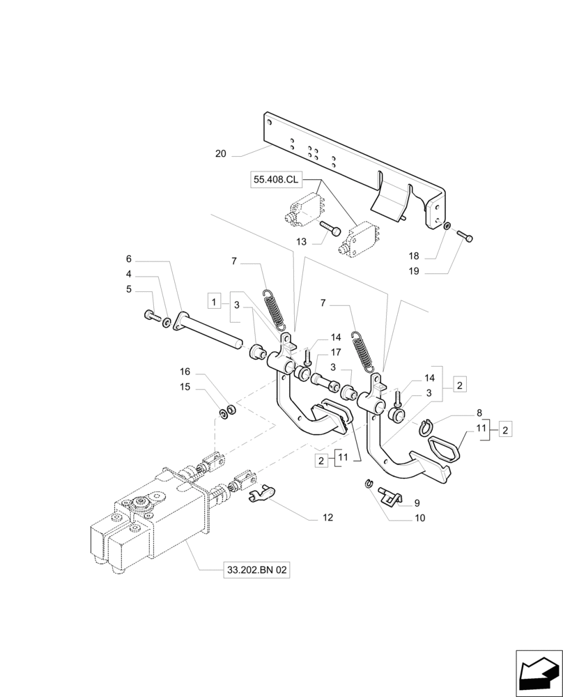 Схема запчастей Case IH PUMA 200 - (33.202.BN[01]) - BRAKE PEDALS (33) - BRAKES & CONTROLS