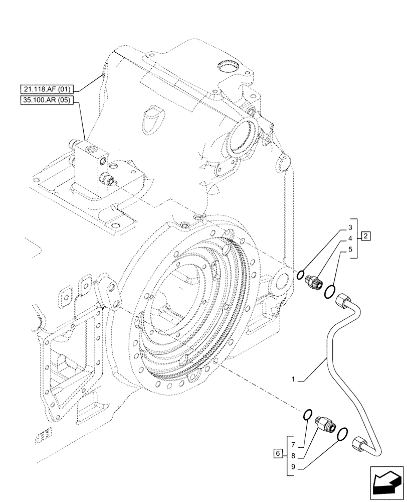 Схема запчастей Case IH PUMA 150 - (35.322.AY[14]) - VAR - 391351, 758012, 758013, 758014, 758015, 758018, 758019, 758020, 758021 - TRANSMISSION, LOW PRESSURE, LINE (35) - HYDRAULIC SYSTEMS