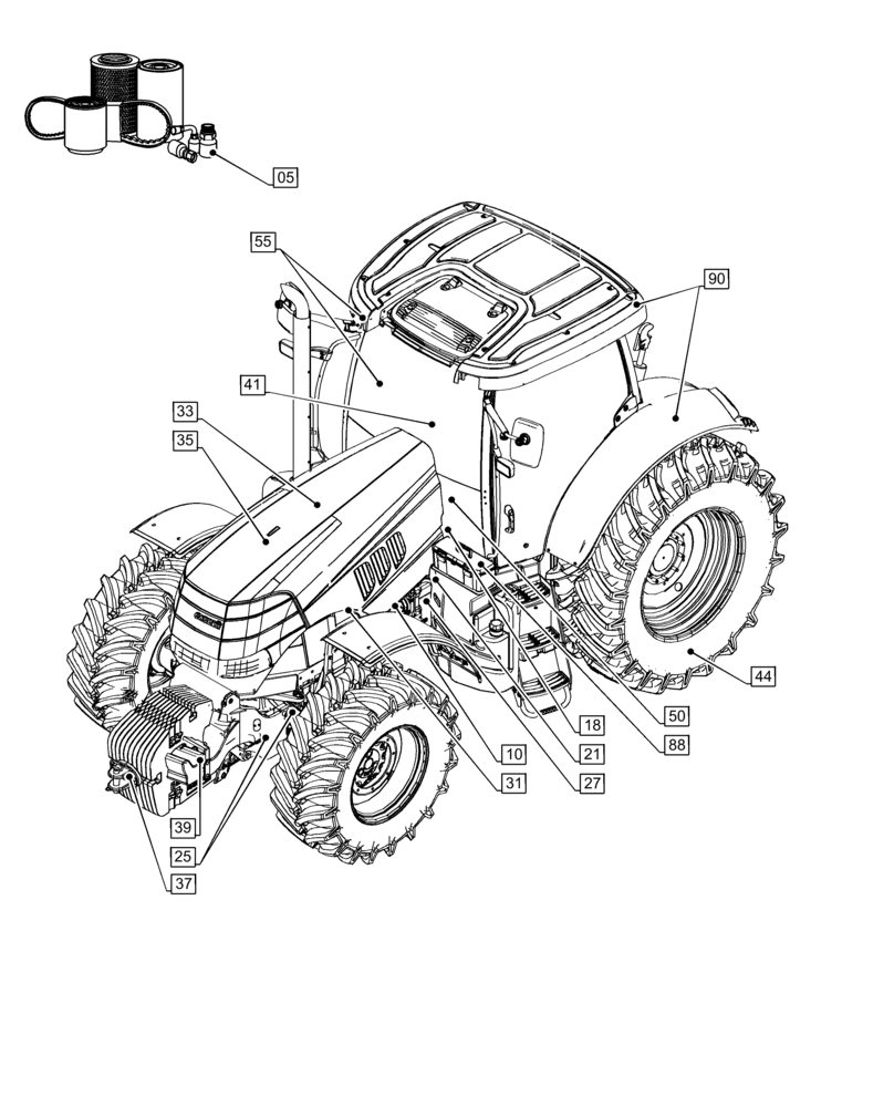 Схема запчастей Case IH PUMA 165 CVT - (00.000.00) - PICTORIAL INDEX - MAIN SECTIONS (00) - GENERAL & PICTORIAL INDEX