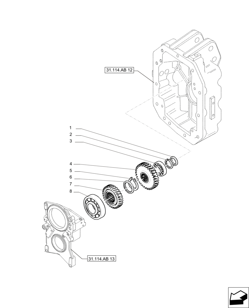 Схема запчастей Case IH PUMA 215 - (31.114.AB[11]) - POWER TAKE-OFF 1000E/1000 RPM - GEARS (31) - IMPLEMENT POWER TAKE OFF