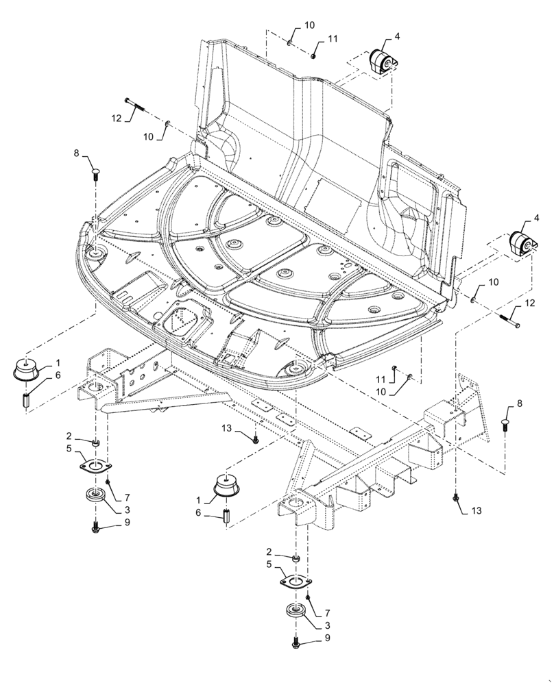 Схема запчастей Case IH 7140 - (90.150.BI) - CAB MOUNTING PARTS (90) - PLATFORM, CAB, BODYWORK AND DECALS