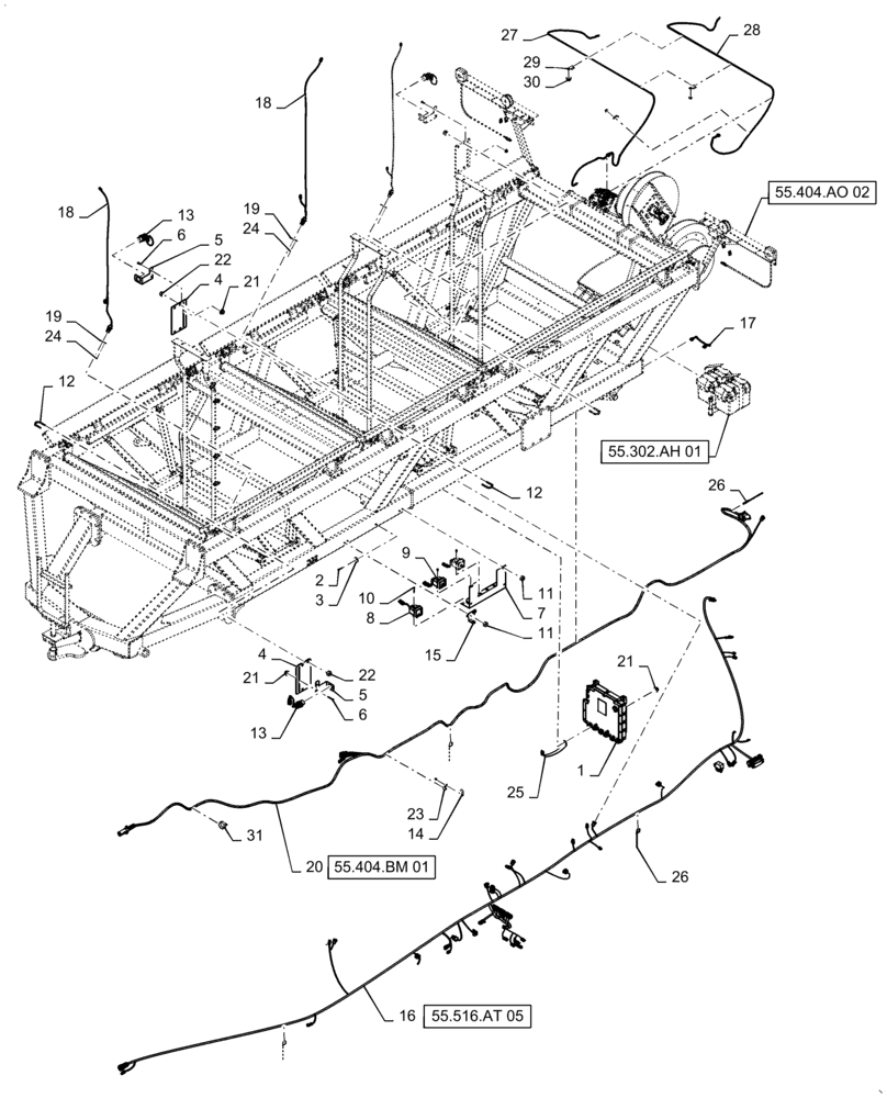 Схема запчастей Case IH 4955 - (55.516.AA[05]) - 555, 580, 950 BUSHEL TOW BEHIND ELECTRICAL (55) - ELECTRICAL SYSTEMS