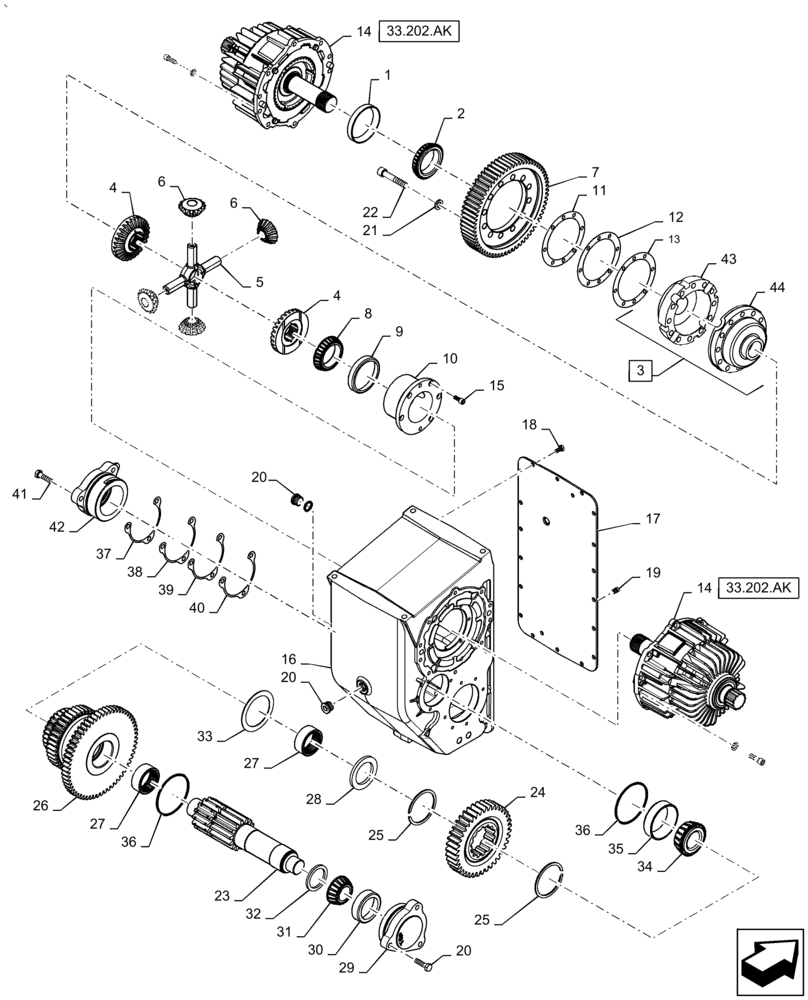 Схема запчастей Case IH AF4077 - (21.114.AL[01]) - TRANSMISSION HOUSING, DIFFERENTIAL (21) - TRANSMISSION