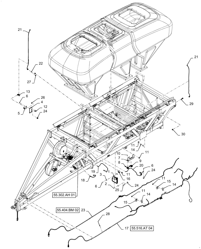 Схема запчастей Case IH 4465 - (55.516.AA[04]) - 435, 460 BUSHEL TOW BETWEEN ELECTRICAL (55) - ELECTRICAL SYSTEMS