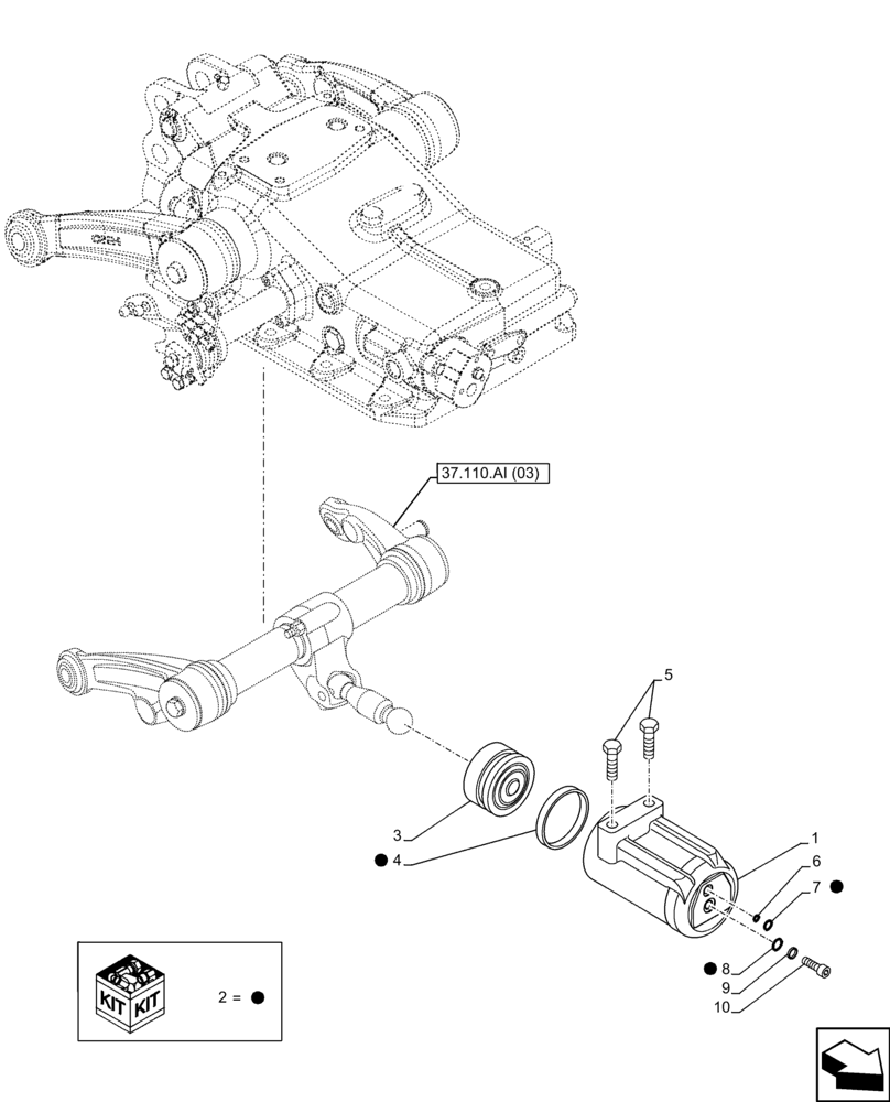 Схема запчастей Case IH FARMALL 100C - (37.110.AQ[02]) - VAR - 332785 - 3 POINT HITCH, ROCKSHAFT, CYLINDER (37) - HITCHES, DRAWBARS & IMPLEMENT COUPLINGS