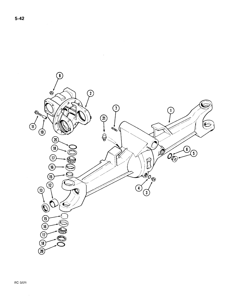 Схема запчастей Case IH 1896 - (5-42) - ZF FOUR WHEEL DRIVE FRONT AXLES, PRIOR TO P.I.N. 17895962, AXLE HOUSING AND DIFFERENTIAL CARRIER (05) - STEERING