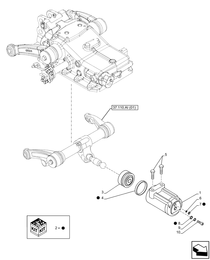 Схема запчастей Case IH FARMALL 100C - (37.110.AQ[01]) - VAR - 390831 - 3 POINT HITCH, ROCKSHAFT, CYLINDER (37) - HITCHES, DRAWBARS & IMPLEMENT COUPLINGS