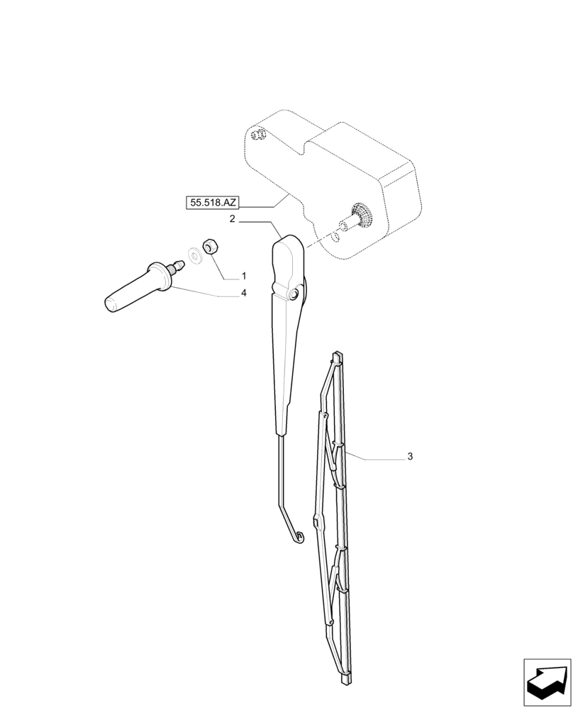 Схема запчастей Case IH PUMA 215 - (55.518.AH) - REAR WINDSHIELD WIPER (55) - ELECTRICAL SYSTEMS