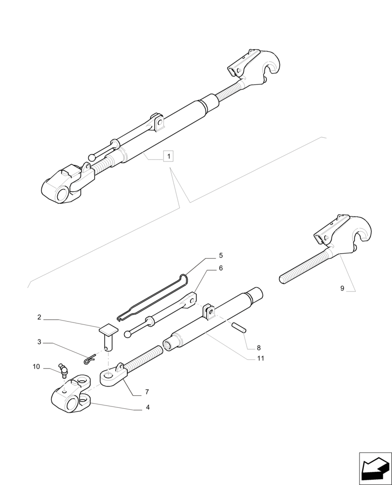 Схема запчастей Case IH PUMA 230 - (37.120.AA[02]) - TOP LINK ASSEMBLY “CBM” - BREAKDOWN (37) - HITCHES, DRAWBARS & IMPLEMENT COUPLINGS