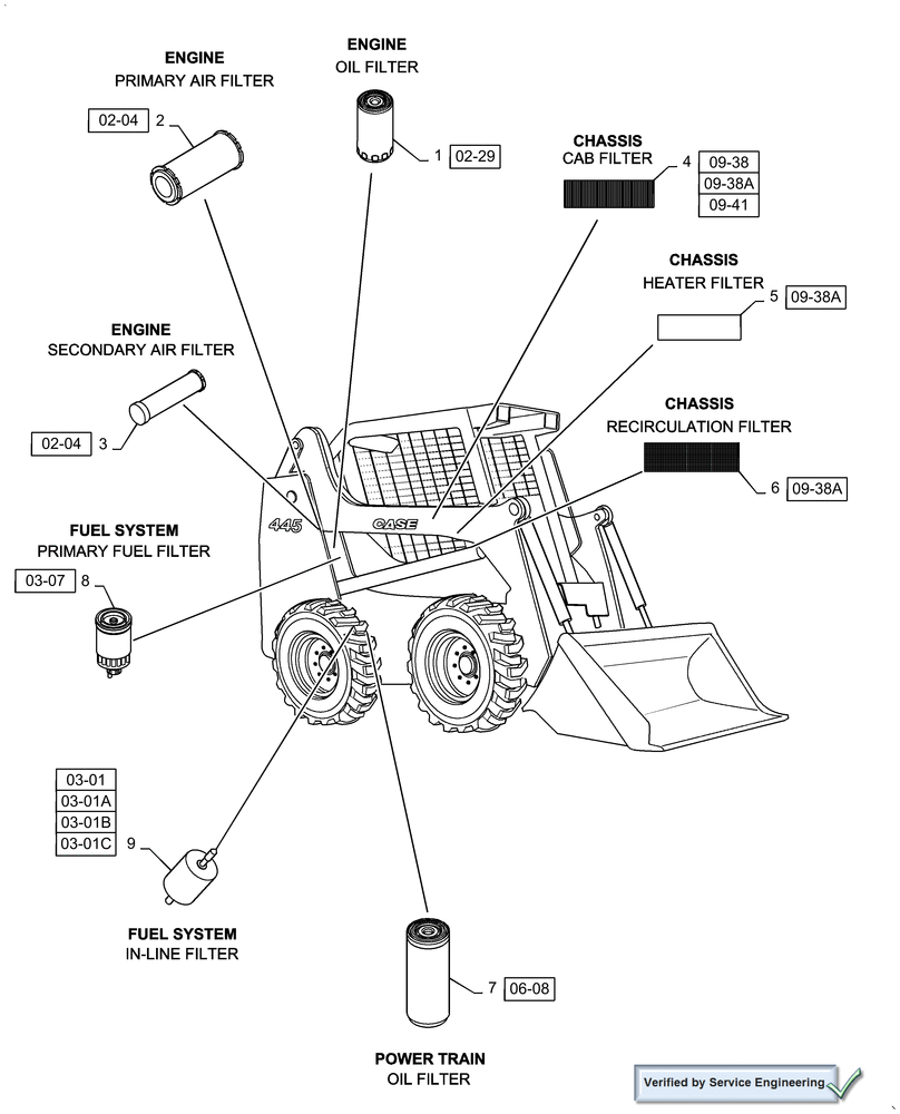 Схема запчастей Case IH 445 - (05.100.03[01]) - FILTERS, 445 (18) - MISCELLANEOUS