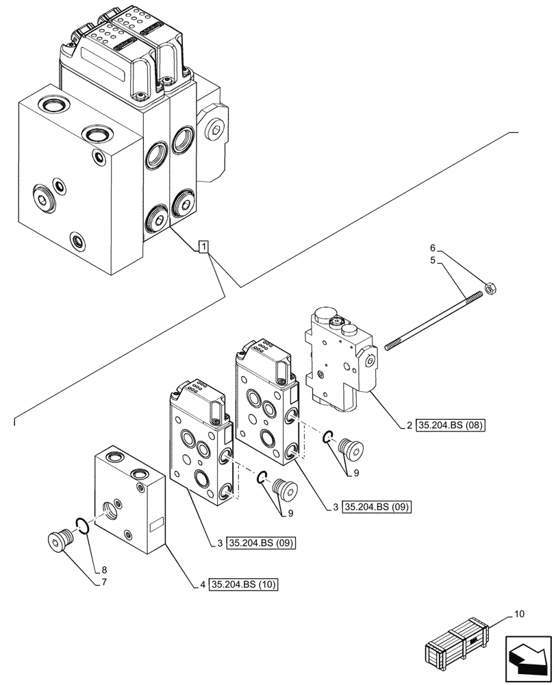 Схема запчастей Case IH MAXXUM 135 - (35.204.BS[05]) - VAR - 743689, 758352, 758353 - 2 MID-MOUNT CONTROL VALVES, ELECTRICAL, COMPONENTS (35) - HYDRAULIC SYSTEMS