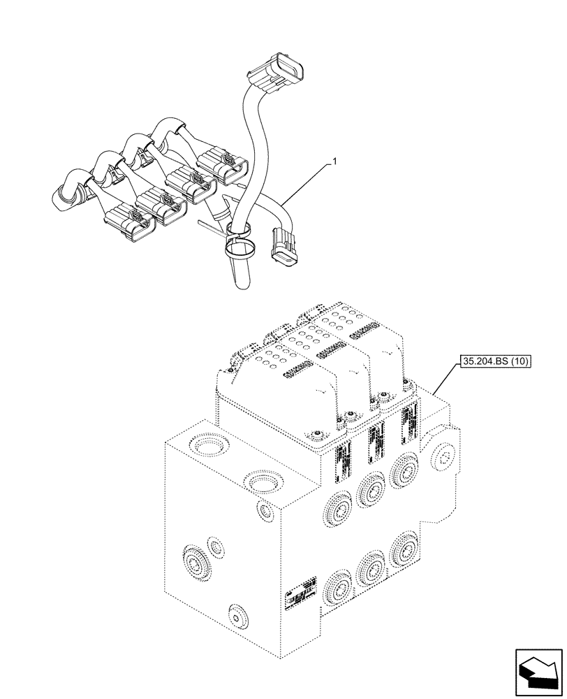 Схема запчастей Case IH MAXXUM 145 - (55.035.AF[02]) - VAR - 743690 - MID-MOUNT CONTROL VALVE, HARNESS (55) - ELECTRICAL SYSTEMS