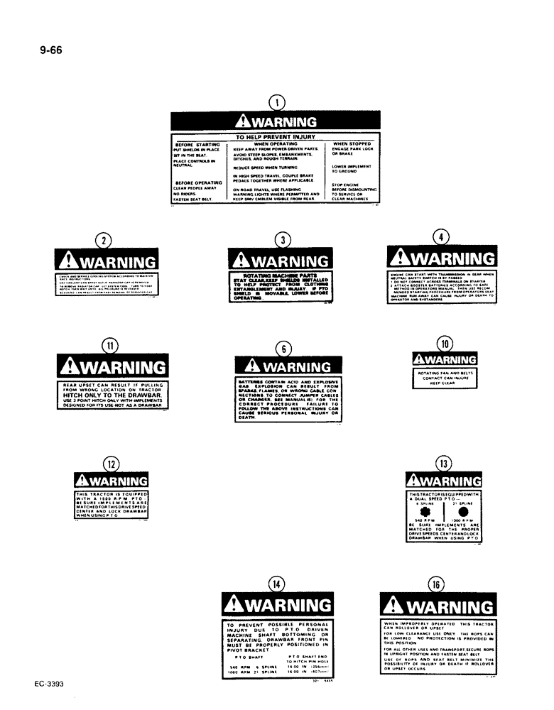 Схема запчастей Case IH 1896 - (9-066) - DECALS, SAFETY (09) - CHASSIS/ATTACHMENTS