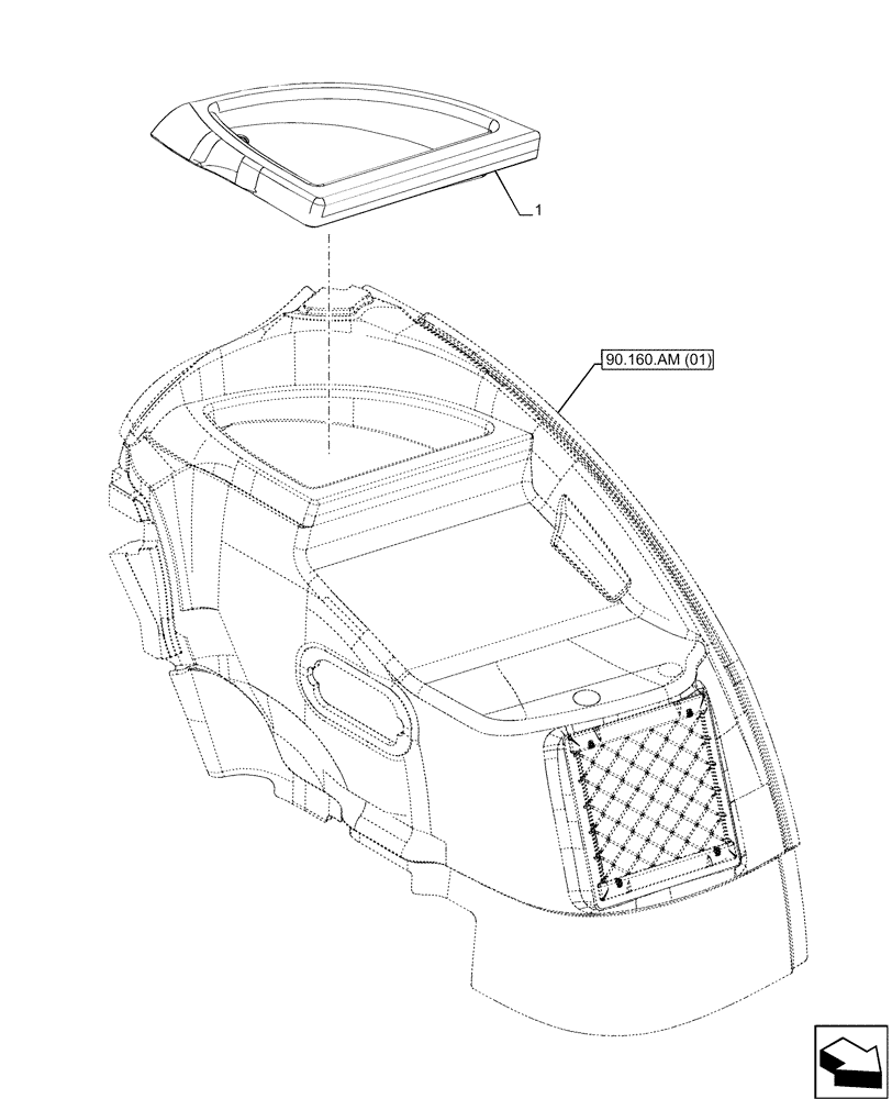 Схема запчастей Case IH MAXXUM 115 - (90.160.AM[08]) - VAR - 392195, 392204, 392440, 743764, 743766, 758413, 758414, 758415, 758416, 758497, 758581 - CAB INTERIOR TRIM, TRAY, LH (90) - PLATFORM, CAB, BODYWORK AND DECALS