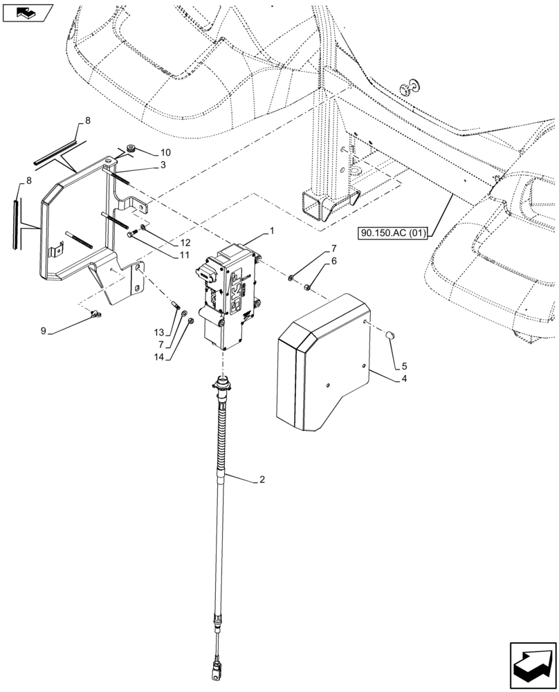 Схема запчастей Case IH MAXXUM 110 - (55.640.AG[02]) - VAR - 743707, 743708 - PARKING LOCK, ELECTRONIC CONTROL UNIT (55) - ELECTRICAL SYSTEMS