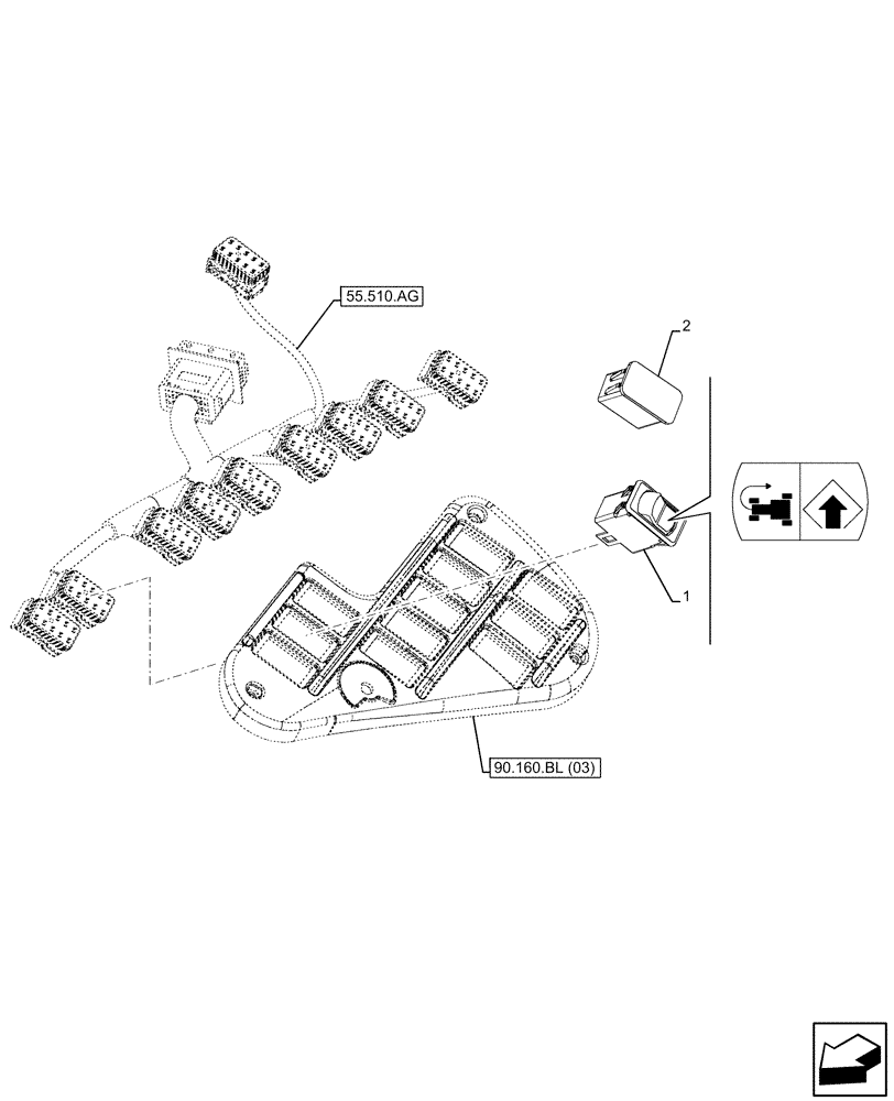 Схема запчастей Case IH MAXXUM 135 - (55.523.AE) - VAR - 391341, 743737 - HEADLAND TURNING SYSTEM, SWITCH (55) - ELECTRICAL SYSTEMS