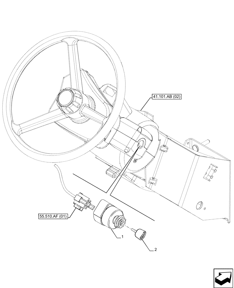 Схема запчастей Case IH MAXXUM 135 - (55.201.AH[01]) - VAR - 392204, 743764, 743766, 758414, 758416, 758581 - IGNITION SWITCH (55) - ELECTRICAL SYSTEMS