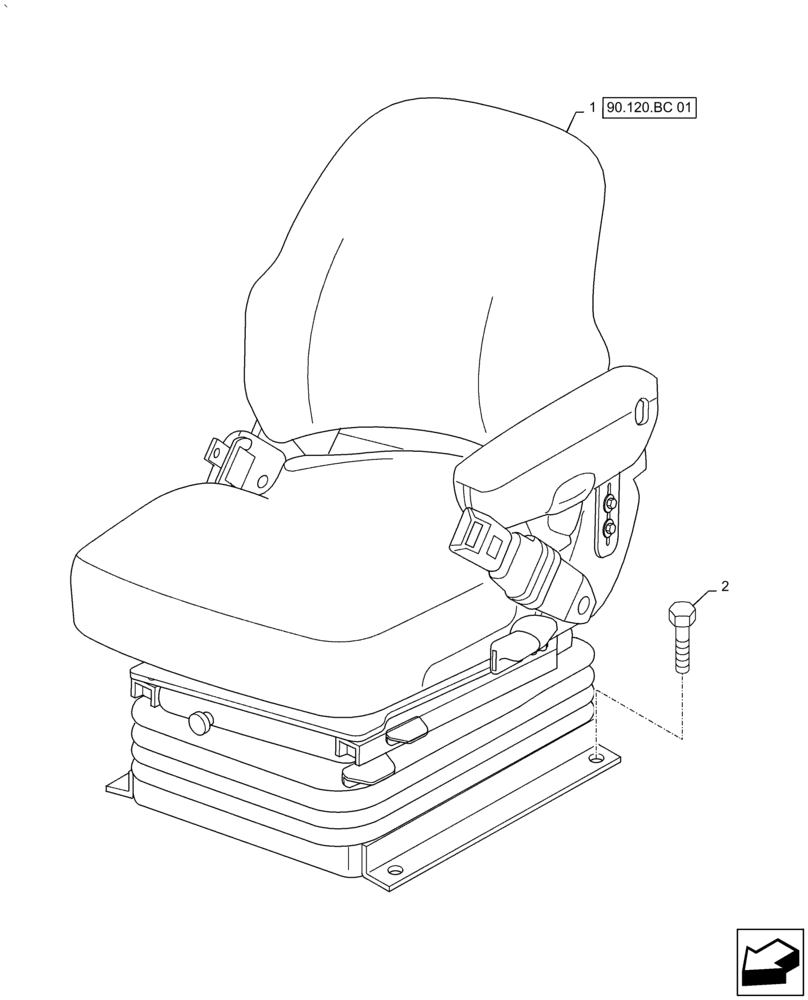 Схема запчастей Case IH PUMA2104 - (90.120.AD[01]) - OPERATOR SEAT (90) - PLATFORM, CAB, BODYWORK AND DECALS