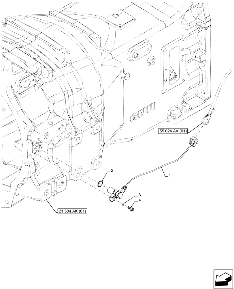 Схема запчастей Case IH MAXXUM 145 - (55.020.AB[03]) - VAR - 396247, 758442, 758549 - TRANSMISSION HOUSING, SPEED SENSOR (55) - ELECTRICAL SYSTEMS