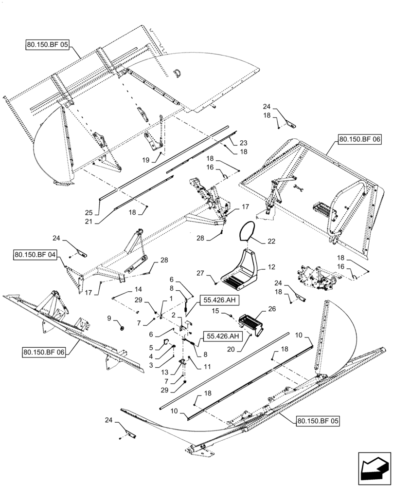 Схема запчастей Case IH 9240 - (80.150.BF[07]) - VAR - 425373 - COVER ASSY, GRAIN TANK (80) - CROP STORAGE/UNLOADING