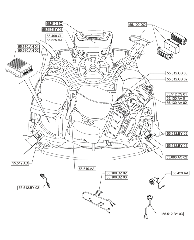 Схема запчастей Case IH PUMA 200 - (55.000.00[02]) - PICTORIAL INDEX - ELECTRICAL SYSTEMS (55) - ELECTRICAL SYSTEMS