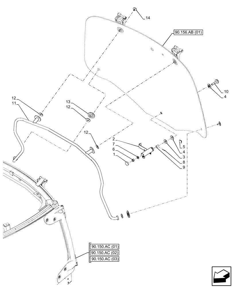 Схема запчастей Case IH MAXXUM 145 - (90.156.AA[01]) - VAR - 391610, 758479, 758480, 758481 - CAB, WINDOW, REAR, LATCH (90) - PLATFORM, CAB, BODYWORK AND DECALS