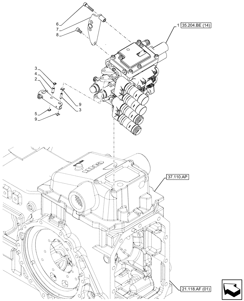 Схема запчастей Case IH MAXXUM 115 - (35.204.BE[13]) - VAR - 743740 - 2 REMOTE CONTROL VALVES, W/ MECHANICAL ENGAGEMENT, 2, CONFIGURABLE (35) - HYDRAULIC SYSTEMS