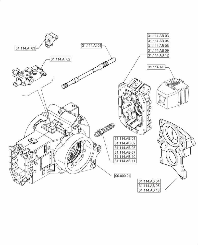 Схема запчастей Case IH PUMA 230 - (31.000.00) - PICTORIAL INDEX - IMPLEMENT POWER TAKE-OFF (31) - IMPLEMENT POWER TAKE OFF
