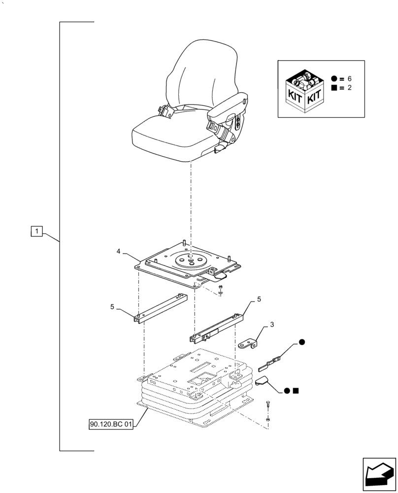 Схема запчастей Case IH PUMA2104 - (90.120.AD[02]) - SEAT BELT AND SWITCH - BREAKDOWN (90) - PLATFORM, CAB, BODYWORK AND DECALS