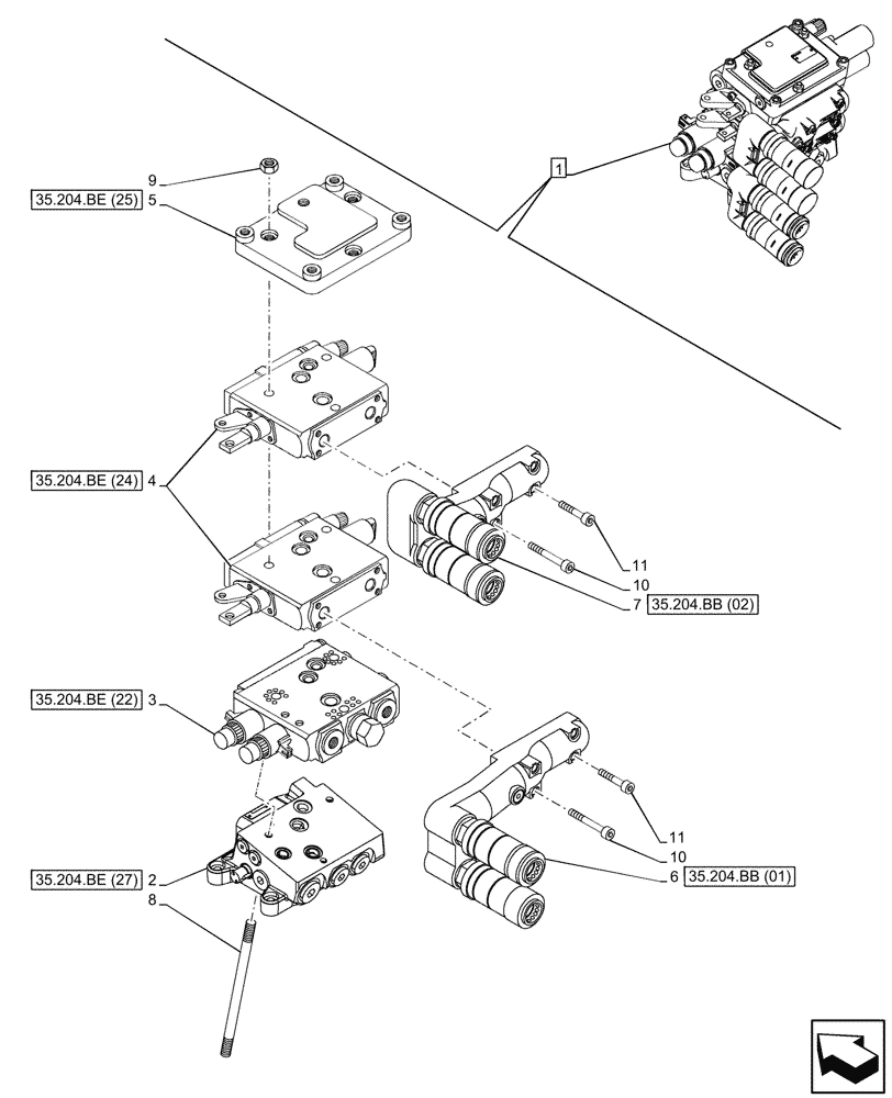 Схема запчастей Case IH MAXXUM 150 - (35.204.BE[10]) - VAR - 390840 - 2 REMOTE CONTROL VALVES, W/ MECHANICAL ENGAGEMENT, COMPONENTS (35) - HYDRAULIC SYSTEMS