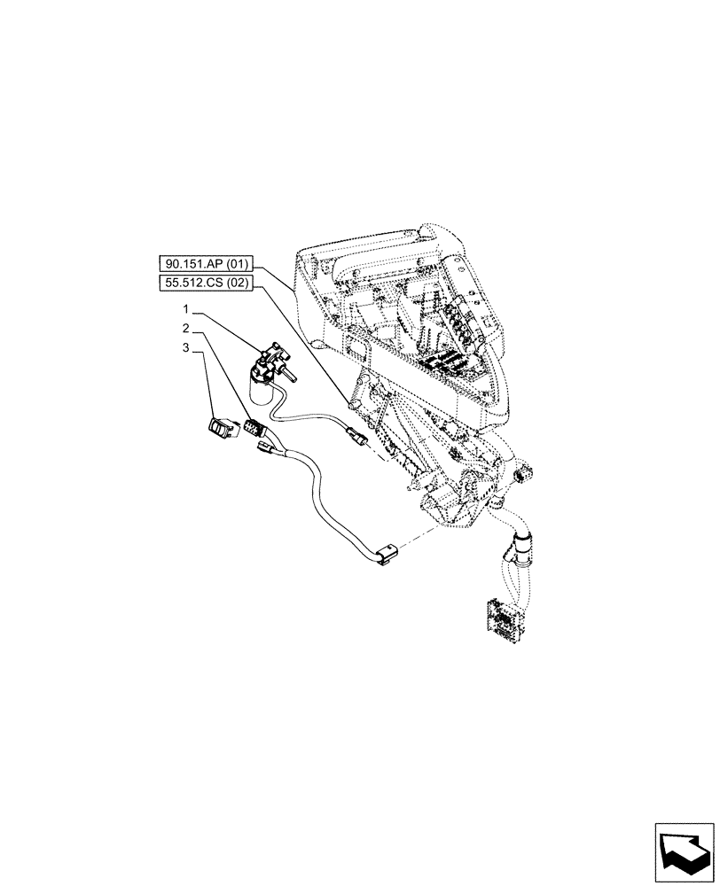 Схема запчастей Case IH PUMA 165 - (55.512.CS[01]) - VAR - 758265, 758666, 758667, 758668, 758669, 759265 - ARMREST, ELECTRIC SYSTEM CONTROL (55) - ELECTRICAL SYSTEMS