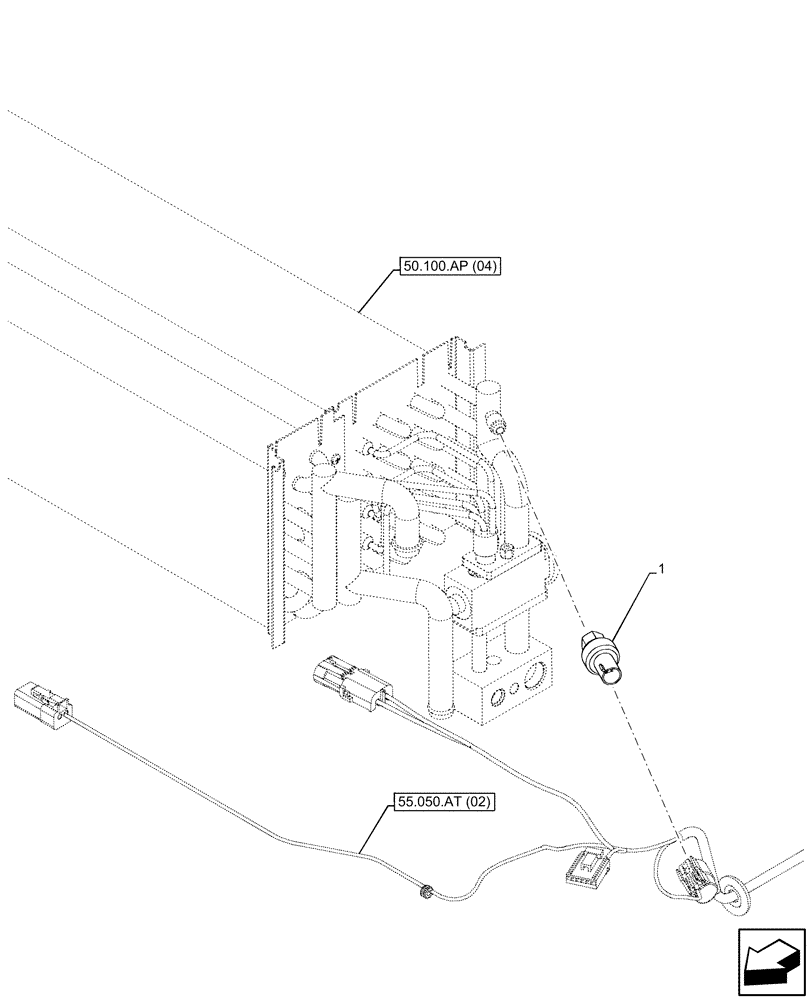 Схема запчастей Case IH MAXXUM 115 - (55.050.AA[01]) - VAR - 390643 - AIR CONDITIONER, A/C LOW PRESSURE SWITCH (55) - ELECTRICAL SYSTEMS