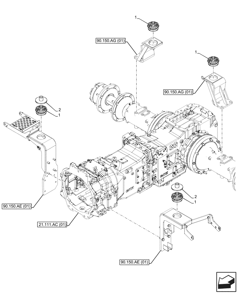 Схема запчастей Case IH MAXXUM 135 - (90.150.AO[01]) - VAR - 391610 - CAB FASTENERS (90) - PLATFORM, CAB, BODYWORK AND DECALS